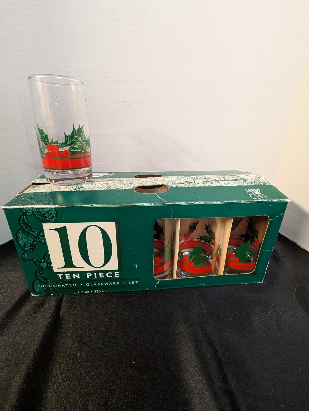 New Vintage Libbey Holly & Berries Christmas Drinking Glasses Holiday Lot Of 10
